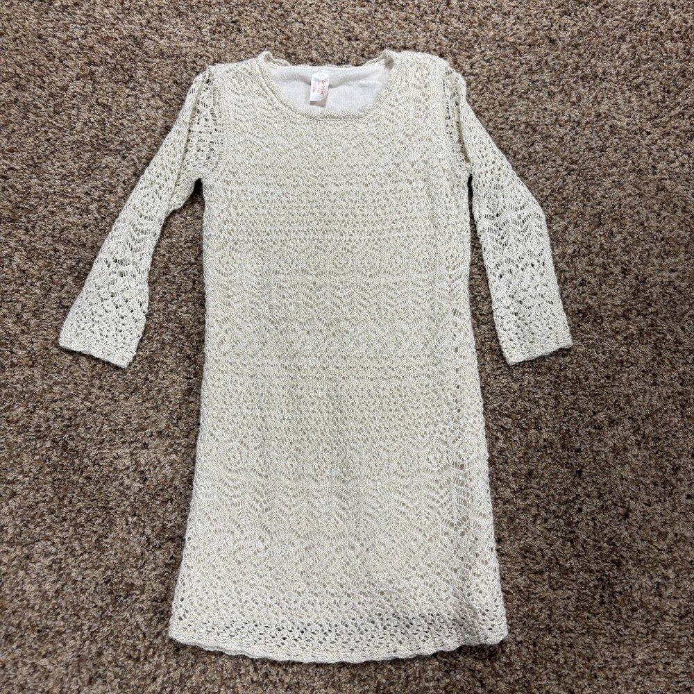 Cat & Jack Off White Metallic Sweater Dress - Girls Size XL (14/16) - 2138